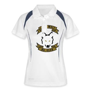 Lone Wolf - Kein Verein - Frauen Polo atmungsaktiv - Weiß/Navy - Vorne