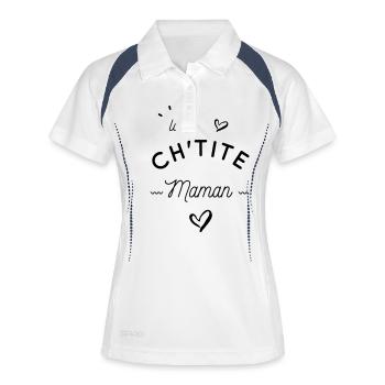 La ch'tite maman - Polo respirant Femme - blanc/marine - Devant