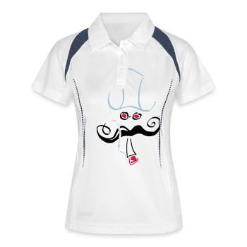 hipster_13.ai - Frauen Polo atmungsaktiv - Weiß/Navy - Vorne