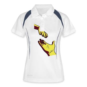 Hand reichen geben - Frauen Polo atmungsaktiv - Weiß/Navy - Vorne