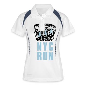 NYC Run - Frauen Polo atmungsaktiv - Weiß/Navy - Vorne