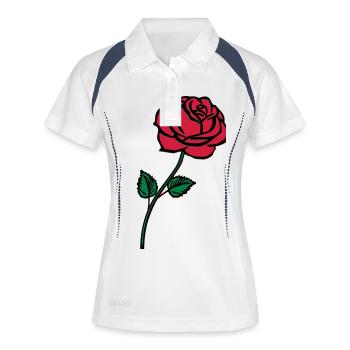 rose_002 - Frauen Polo atmungsaktiv - Weiß/Navy - Vorne
