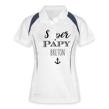 Super Papy Breton - Polo respirant Femme - blanc/marine - Devant