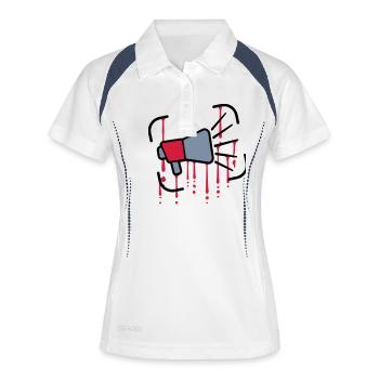 Laisse tomber megaphone Loud Speech - Polo respirant Femme - blanc/marine - Devant