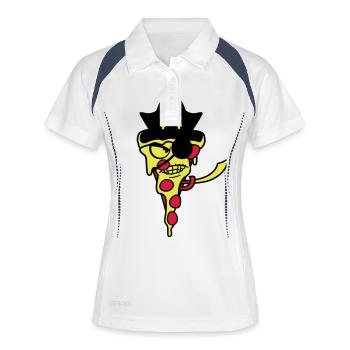 Nasty Fast Food Pizza Pirate Captain Eye Patch - Women's Polo breathable - white/navy - Front