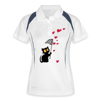 cat catches hearts - Women's Polo breathable - white/navy - Front