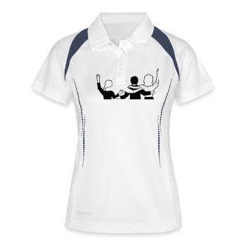Gruppe Crew Freunde - Frauen Polo atmungsaktiv - Weiß/Navy - Vorne