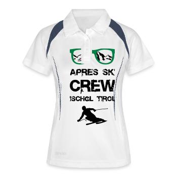 Apres Ski Crew Ischgl - Frauen Polo atmungsaktiv - Weiß/Navy - Vorne