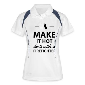 Do it with a firefighter - Frauen Polo atmungsaktiv - Weiß/Navy - Vorne