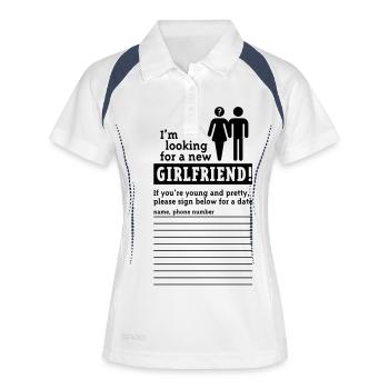 Cherche une amie (hétéro) - Polo respirant Femme - blanc/marine - Devant