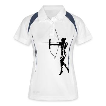 Archery female tribal de - Frauen Polo atmungsaktiv - Weiß/Navy - Vorne