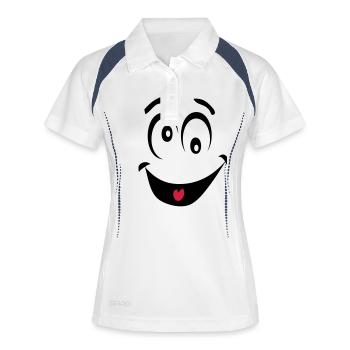 smiley dingue1 - Polo respirant Femme - blanc/marine - Devant