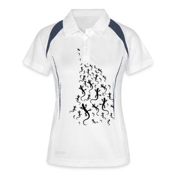 Lizards chasing a dragonfly - Women's Polo breathable - white/navy - Front