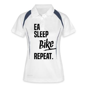 EAT SLEEP BIKE - Polo respirant Femme - blanc/marine - Devant