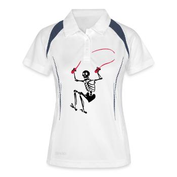 Squelette pendant la corde à sauter - Polo respirant Femme - blanc/marine - Devant