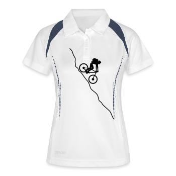 Mountainbiker Downhill - Frauen Polo atmungsaktiv - Weiß/Navy - Vorne