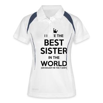 i have the best sister in the world - Polo respirant Femme - blanc/marine - Devant
