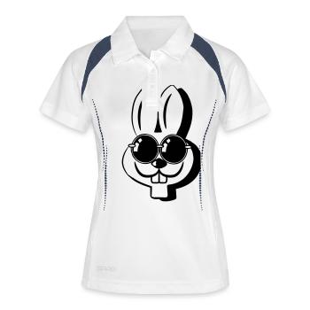 Lunettes de soleil funny Bunny - Polo respirant Femme - blanc/marine - Devant