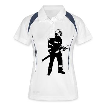 Feuerwehr - Feuerwehrmann - Frauen Polo atmungsaktiv - Weiß/Navy - Vorne