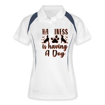 Le bonheur, c’est d’avoir un chien - Polo respirant Femme - blanc/marine - Devant