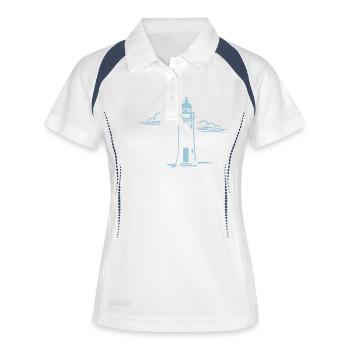 Lighthouse - Frauen Polo atmungsaktiv - Weiß/Navy - Vorne