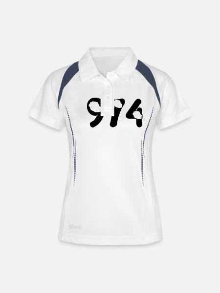 974 Reunion map tattoo - Polo respirant Femme - blanc/marine
