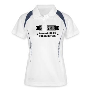 Auxiliaire de Puériculture / Enfant / Bébé / Baby - Polo respirant Femme - blanc/marine - Devant