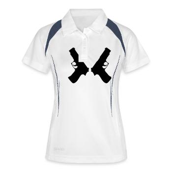 gun 2 mal - Frauen Polo atmungsaktiv - Weiß/Navy - Vorne