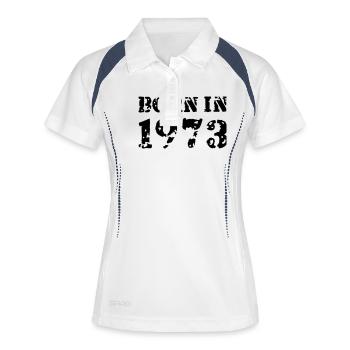 Born in 1973 - Polo respirant Femme - blanc/marine - Devant