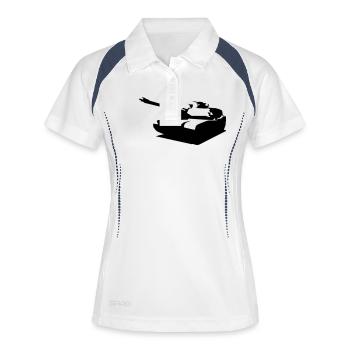 panzer - Frauen Polo atmungsaktiv - Weiß/Navy - Vorne