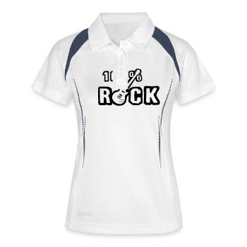 100_rock_b_1c - Frauen Polo atmungsaktiv - Weiß/Navy - Vorne