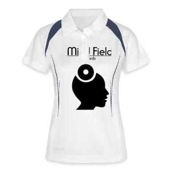 Mind Field Records - Custom Label Logo Design - Frauen Polo atmungsaktiv - Weiß/Navy - Vorne