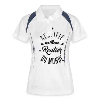 certifié meilleur routier - Polo respirant Femme - blanc/marine - Devant