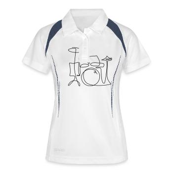 one line drums - Frauen Polo atmungsaktiv - Weiß/Navy - Vorne