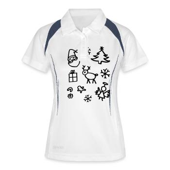Weihnachtsmotive weihnachtliche Bilder Geschenke - Frauen Polo atmungsaktiv - Weiß/Navy - Vorne