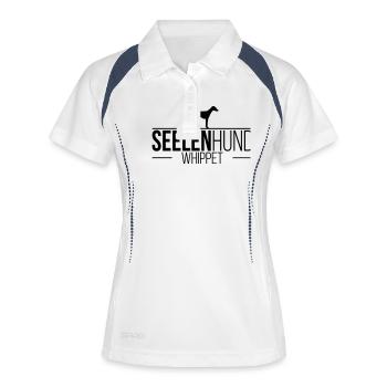 WHIPPET Seelenhund - Frauen Polo atmungsaktiv - Weiß/Navy - Vorne