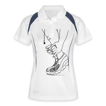 Time to run - Frauen Polo atmungsaktiv - Weiß/Navy - Vorne
