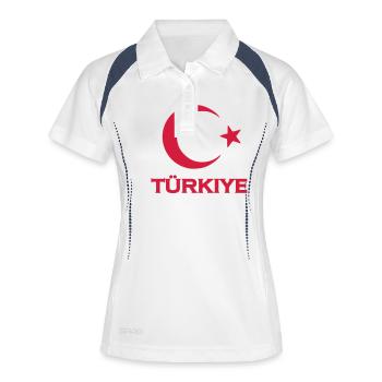 Türkei - Frauen Polo atmungsaktiv - Weiß/Navy - Vorne