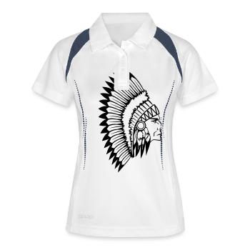 indien haeuptling plumes 1c - Polo respirant Femme - blanc/marine - Devant