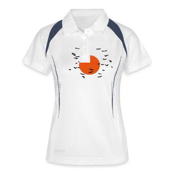 Oiseaux dans le soleil - Polo respirant Femme - blanc/marine - Devant