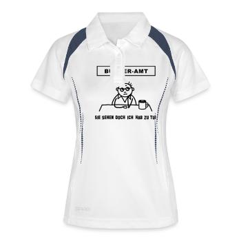 Bürgeramt - Ich hab zu tun - Frauen Polo atmungsaktiv - Weiß/Navy - Vorne