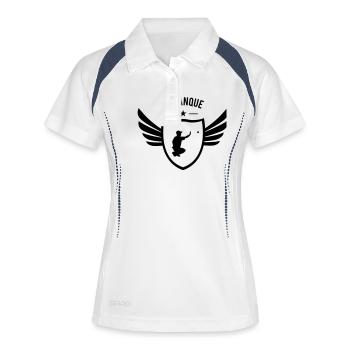 Pétanque-Profi - Frauen Polo atmungsaktiv - Weiß/Navy - Vorne