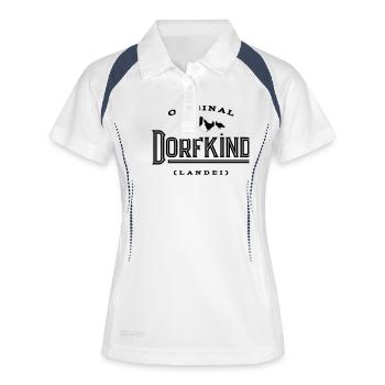 Original Dorfkind Landei - Frauen Polo atmungsaktiv - Weiß/Navy - Vorne