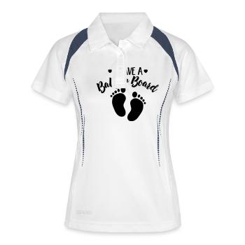 I have a baby on the board - Frauen Polo atmungsaktiv - Weiß/Navy - Vorne