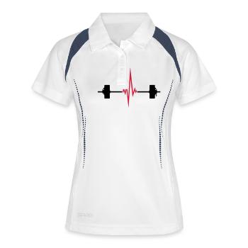 weight lifting pulse frequency heart beat dumbbell - Women's Polo breathable - white/navy - Front