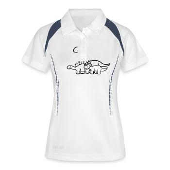 stegosaurus à long cou 3 amis équipe couple tricér - Polo respirant Femme - blanc/marine - Devant