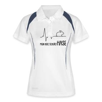 mein herz schlägt hase - Frauen Polo atmungsaktiv - Weiß/Navy - Vorne