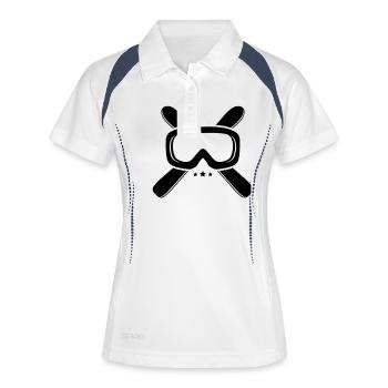 Ski, Snowboard, Sports, Cool, Winter, Vintage - Polo respirant Femme - blanc/marine - Devant