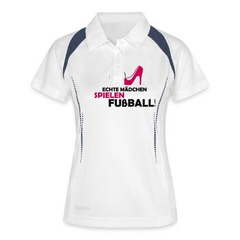 frauen_fussball_02 - Frauen Polo atmungsaktiv - Weiß/Navy - Vorne