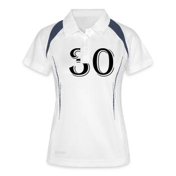 30 - Frauen Polo atmungsaktiv - Weiß/Navy - Vorne